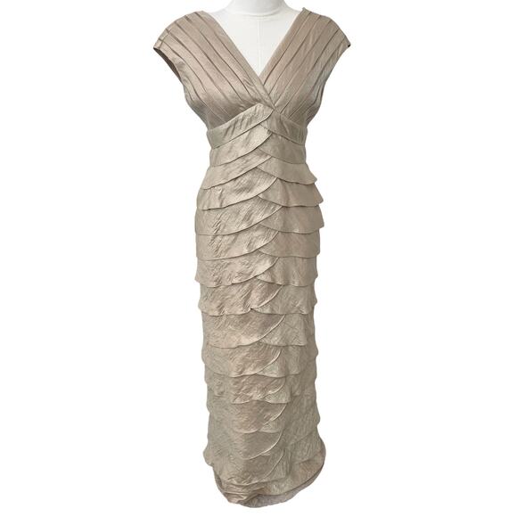 DAVID’S BRIDAL DRESS Women's Size 10 Beige FLOOR LENGTH GOWN Bandage Bodycon - Picture 1 of 8